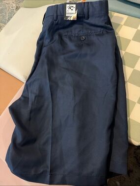 David Leadbetter Jos A Bank Navy Blue Dress Shorts - Classic Flat Front
